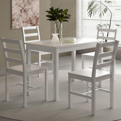 5 Piece Wooden Dining Set In White