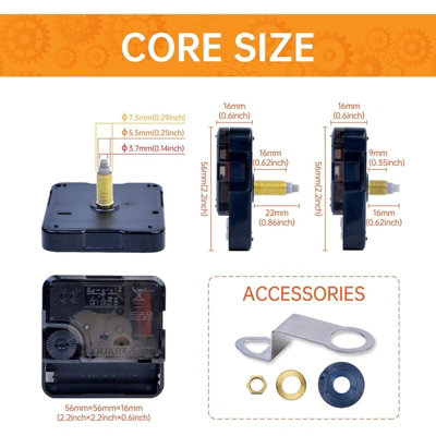 thumbnail image 2 of Quartz 24 Hour Clock Movement Kit With Black Hands - New For 24hr Dials 2 of 6