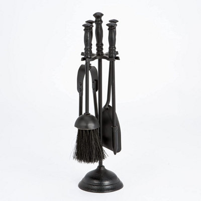 2WAYZ Fireplace Tools Set, 5 Pcs Cast-Iron Fireplace Accessories - Powder Coated Poker, Shovel, Tongs & Brush. Easy-to-Assemble Fire Poker Set For