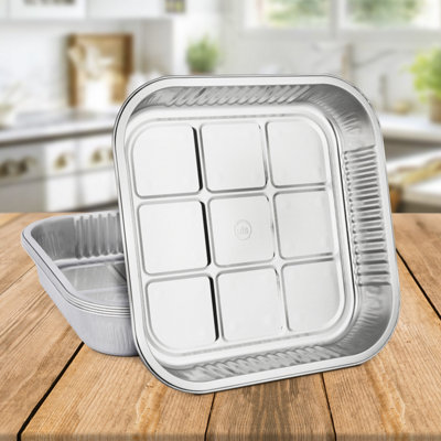 5 Pk Coppice Strong Aluminium Oven Tray for Baking, BBQ, Roasting & Serving 26 x 26 x 5cm. Freezer, Microwave & Oven Safe