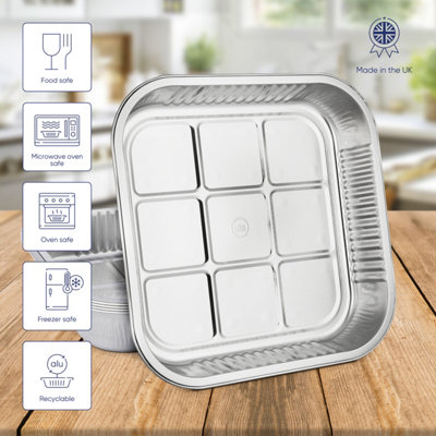 5 Pk Coppice Strong Aluminium Oven Tray for Baking, BBQ, Roasting & Serving 26 x 26 x 5cm. Freezer, Microwave & Oven Safe