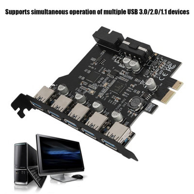 5-Port USB 3.0 PCI Express Expansion Card with 19-Pin Connector