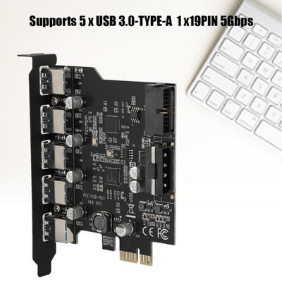 5-Port USB 3.0 PCI Express Expansion Card with 19-Pin Connector