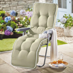 5-Position Padded Garden Recliner Chair - Foldable Outdoor Zero Gravity Sun Lounger Seat with Armrest & 10cm Cushioning - Green