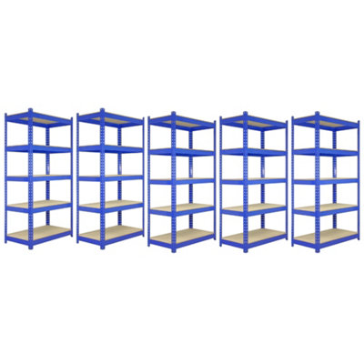 5 Q-Rax Garage Racking Shelving Storage Heavy Duty Shelves Industrial Solutions, 200kg Per Shelf, 90cm