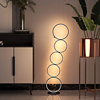 5 Ring Black Touch Control Modern LED Floor Lamp Floor Light for Living Room Decor Height 110 cm