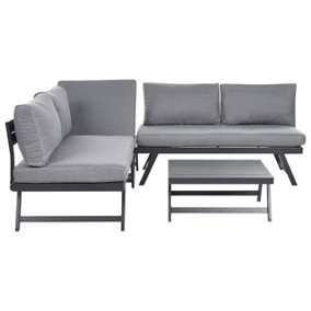 5 Seater Aluminium Garden Corner Sofa Set Grey COCCORINO