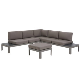 5 Seater Aluminium Garden Corner Sofa Set Grey FERENTINO