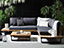 5 Seater Certified Acacia Wood Garden Corner Sofa Set Grey MYKONOS