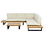 5 Seater Certified Acacia Wood Garden Corner Sofa Set Off White MYKONOS