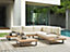 5 Seater Certified Acacia Wood Garden Corner Sofa Set Off White MYKONOS