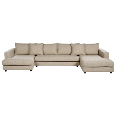 5 Seater Fabric Sofa Beige LILVIKEN