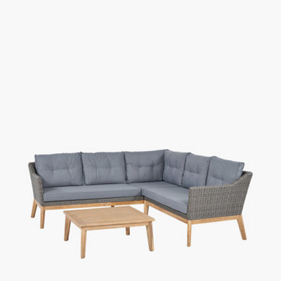 5 Seater Grey Rattan Corner Set Outdoor Furniture Lounge Set
