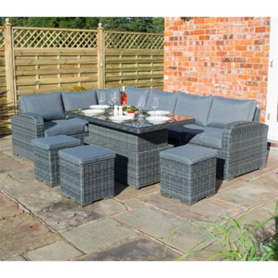 5 Seater Grey Weave Corner Dining Set