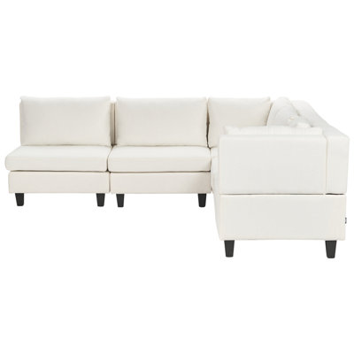 5 Seater Left Hand Modular Fabric Corner Sofa White UNSTAD