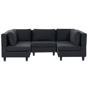 5-Seater Modular Fabric Sofa Black UNSTAD
