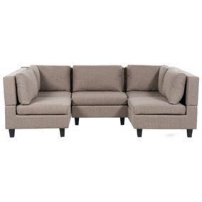 5-Seater Modular Fabric Sofa Brown UNSTAD