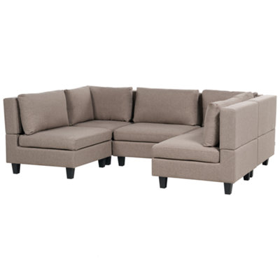 5-Seater Modular Fabric Sofa Brown UNSTAD