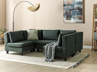 5-Seater Modular Fabric Sofa Dark Green UNSTAD