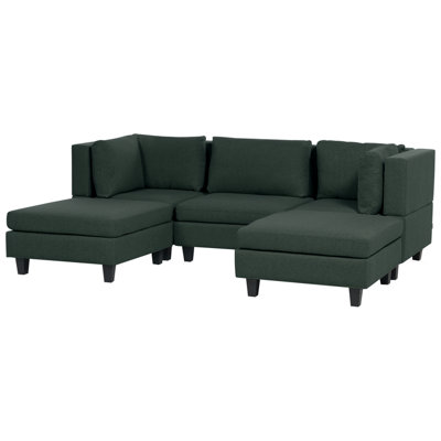 5-Seater Modular Fabric Sofa Dark Green UNSTAD