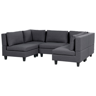 5-Seater Modular Fabric Sofa Dark Grey UNSTAD