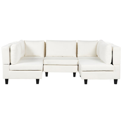 5-Seater Modular Fabric Sofa White UNSTAD