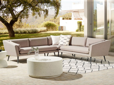 5 Seater Modular Garden Corner Sofa Beige LORETELLO
