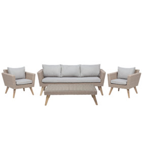 5 Seater PE Rattan Garden Sofa Set Grey VITTORIA XL