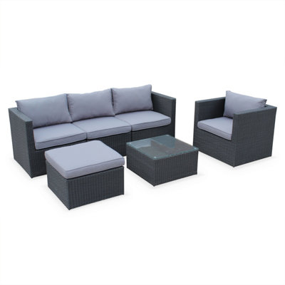 Vancouver 5 seater rattan discount garden furniture set in grey