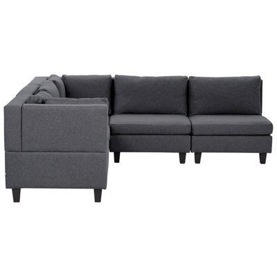 5 Seater Right Hand Modular Fabric Corner Sofa Dark Grey UNSTAD