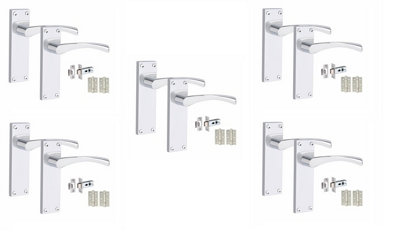 5 Set of Victorian Scroll Astrid Door Sets with 3" HInges & Latch 150 x 40mm Polished Chrome Price Comparisons | Compare The Build
