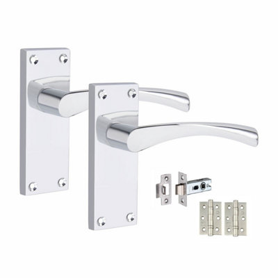 5 Set Victorian Scroll Astrid Door Sets with 3" Ball Bearing Hinges & Latch 120 x 40mm Polished Chrome
