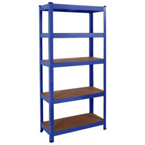 5 Shelf Steel & MDF Blue Heavy Duty Garage Shelving Unit (H) 1500mm x (W) 700mm