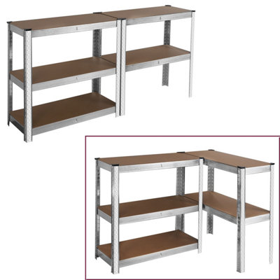 5 Shelf Steel & MDF Galvanised Heavy Duty Garage Shelving Unit (H) 1500mm x (W) 700mm - 6