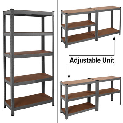 AMOS 5 Tier Heavy Duty Industrial Storage Shelving Units With Adjustab