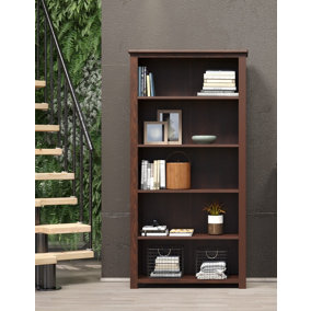 5 shelf Tall bookcase , rich dark brown lacquer finish, Boston range