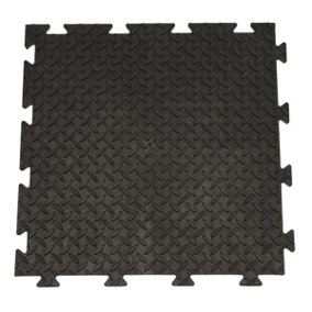 5 Sq M Pack Garage Flooring Grain Finish Vinyl Tiles & Doorway Trim 8mm Thick