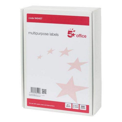 5 Star Office 940457 64 x 38 mm Laser Copier and Inkjet Multipurpose ...