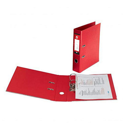 5 Star Office Lever Arch File Polypropylene Capacity 70mm A4 Red Pack 10