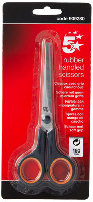 5 Star Scissors with Rubber Handles 160mm Ref 909280