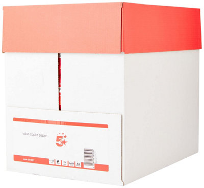 5 Star Value Copier Paper Ream-Wrapped FSC 80gsm A4 White - 5 x 500 Sheets