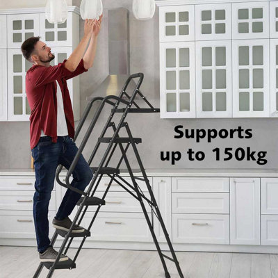 5 Step Ladder with Handrails - Black