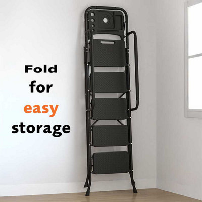 5 Step Ladder with Handrails - Black