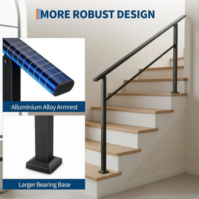 5 Step Stair Handrail Kit for Porch Steps Safety Railing With Gloves