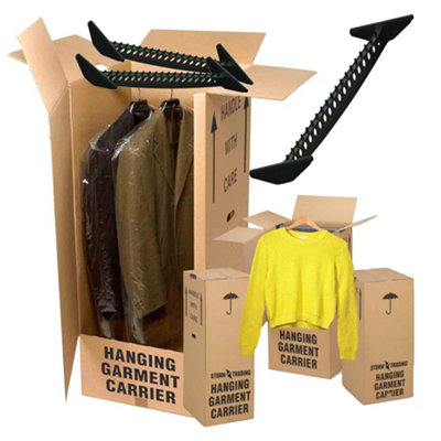 5 Tall Wardrobe Boxes Removal Garment Carriers Strong Double Wall Cardboard For Moving Clothes & Garments - 3