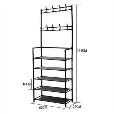 5 Tier, 60x28x175cm Clothes Rail Rack Shoes Storage Shelves Garment ...