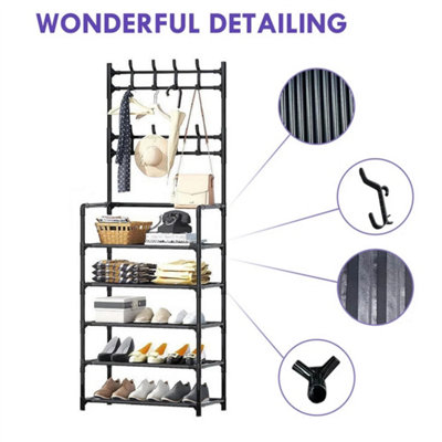5 Tier, 60x28x175cm Clothes Rail Rack Shoes Storage Shelves Garment ...