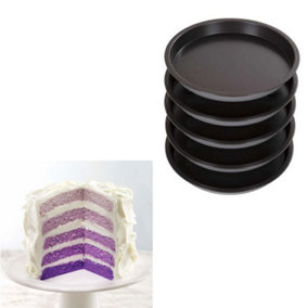 5 Tier 7" Round Metal Baking Tin Multi Layer Cake Set Wedding Birthday Non Stick