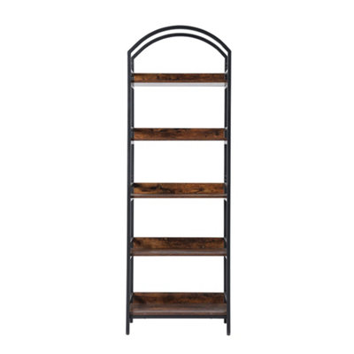 5 Tier Arched Wooden Bookcase Storage Shelf Free Standing Shelf 178cm (H)
