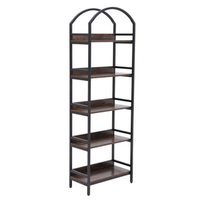 5 Tier Arched Wooden Bookcase Storage Shelf Free Standing Shelf 178cm (H)